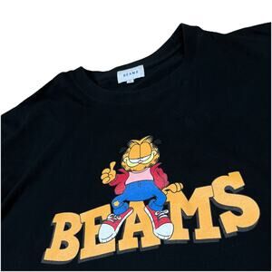 Garfield x BEAMS Collaboration T-Shirt Black Size XL Tee Cartoon Japan